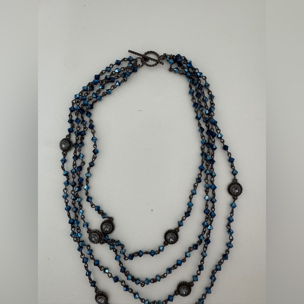 Virgins Saints & Angels Navy Blue and Gunmetal San Benito Medallion Necklace - Picture 4 of 7